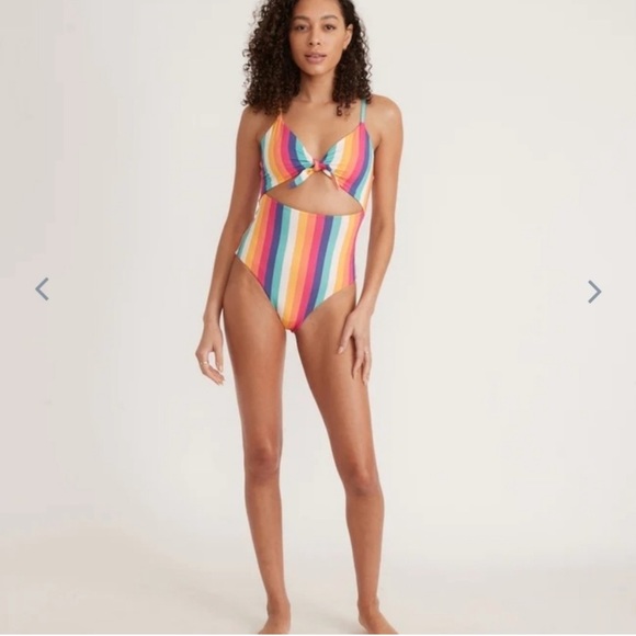 Marine Layer Other - Marine Layer Havana Tie Front One Piece in Multi Stripe Medium